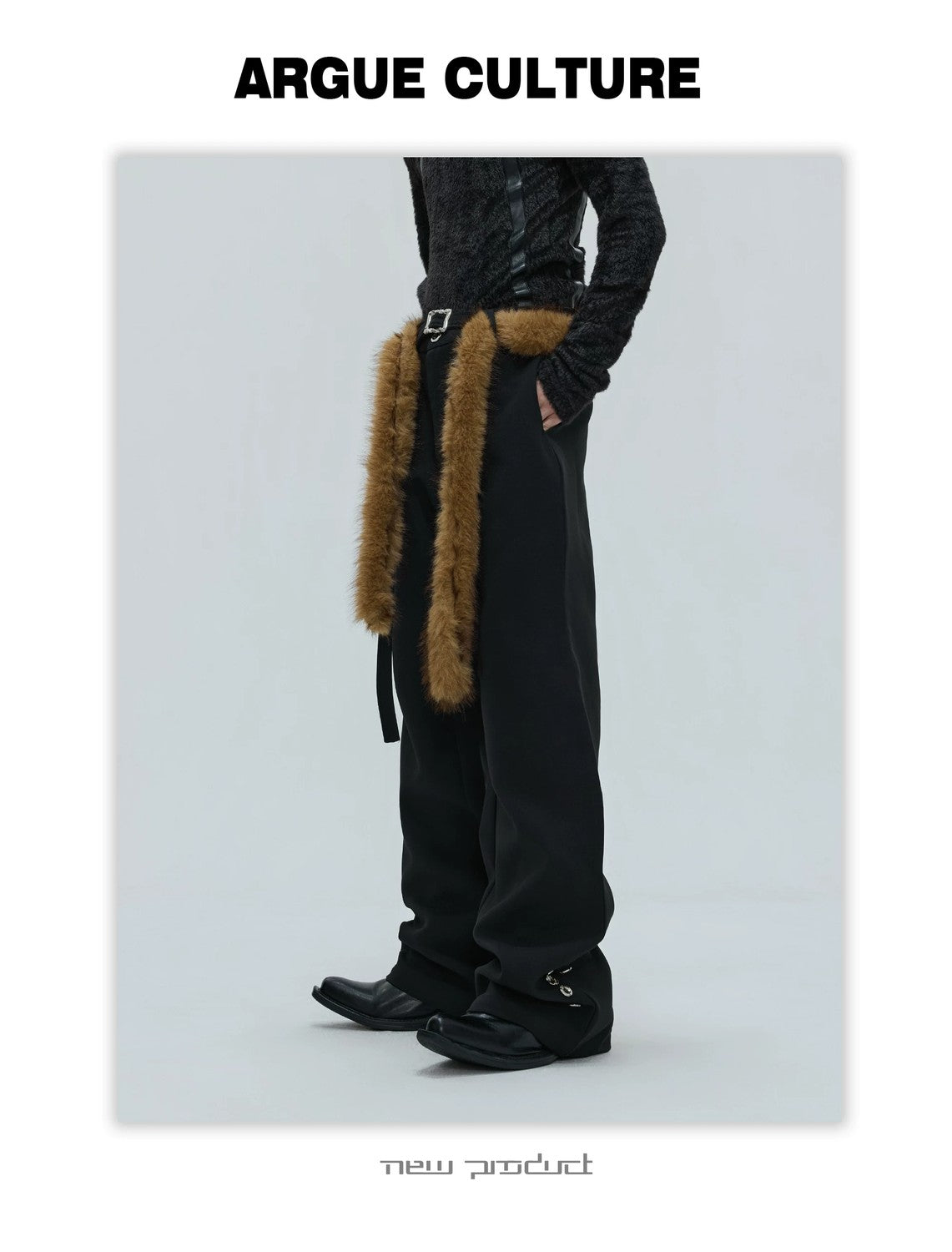 desc::fur-trimmed-flare-slim-wool-trousers-for-men-detail-img-4