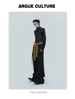 desc::fur-trimmed-flare-slim-wool-trousers-for-men-detail-img-8