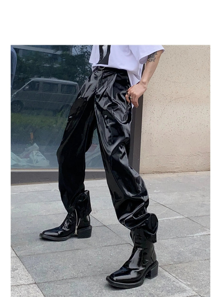 Futuristic Liquid - Feel Faux Leather Pants | Punk Loose Trousers - ArguE CulturE