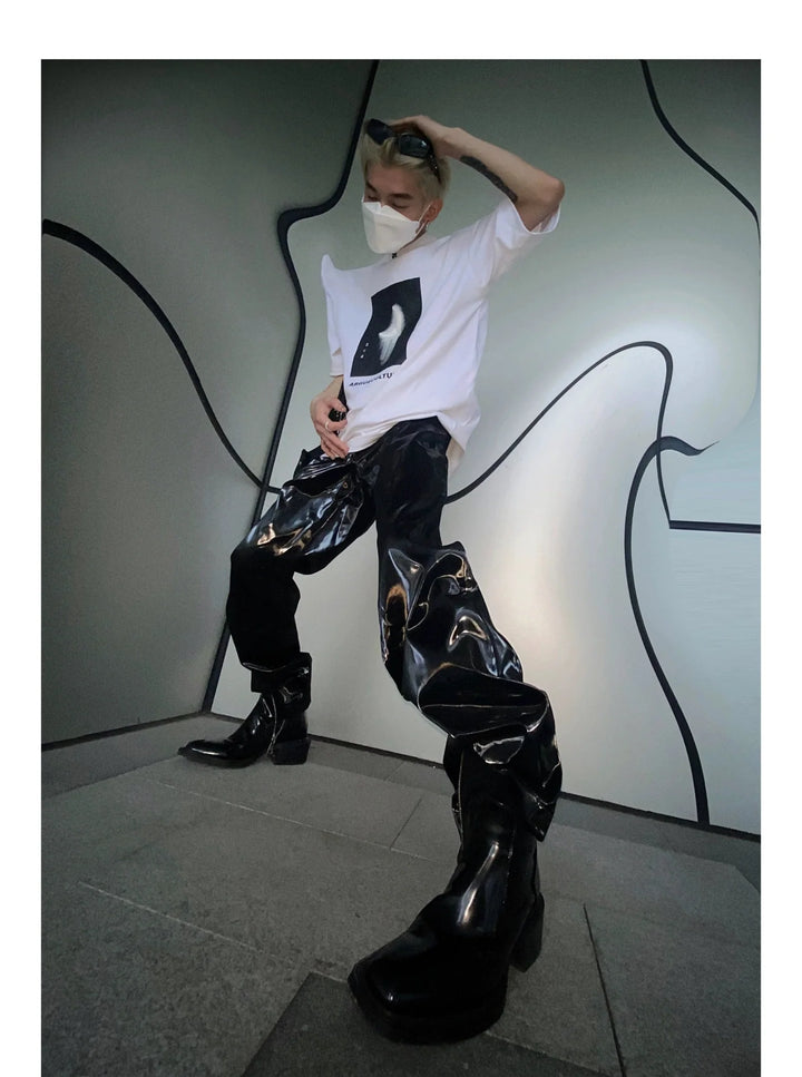 Futuristic Liquid - Feel Faux Leather Pants | Punk Loose Trousers - ArguE CulturE