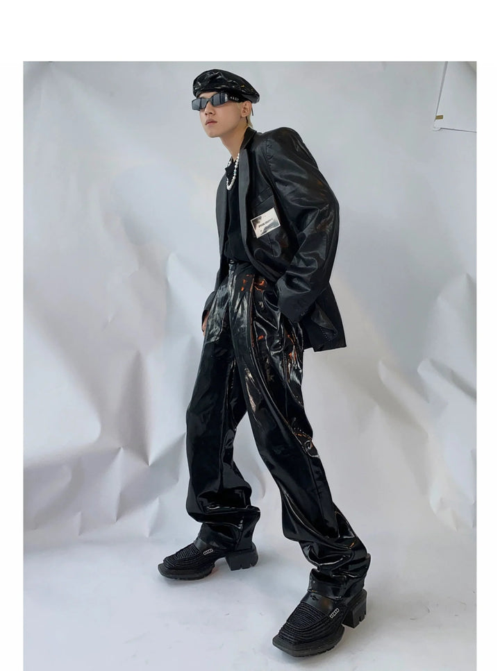 Futuristic Liquid - Feel Faux Leather Pants | Punk Loose Trousers - ArguE CulturE