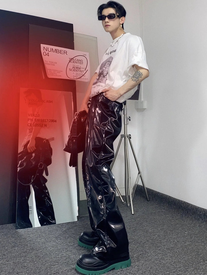 Futuristic Liquid - Feel Faux Leather Pants | Punk Loose Trousers - ArguE CulturE