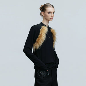 Back view of the slim fit high neck streetwear top