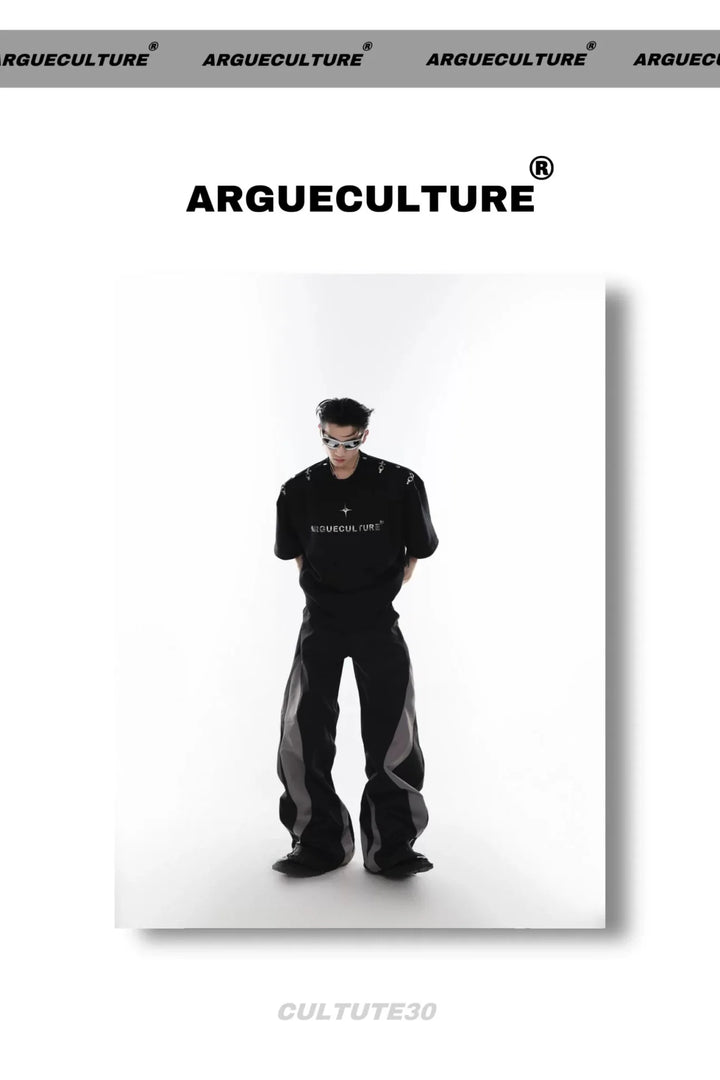 Gender - Neutral Loose T - Shirt with Airplane Buckle & Adjustable Off - Shoulder - ArguE CulturE