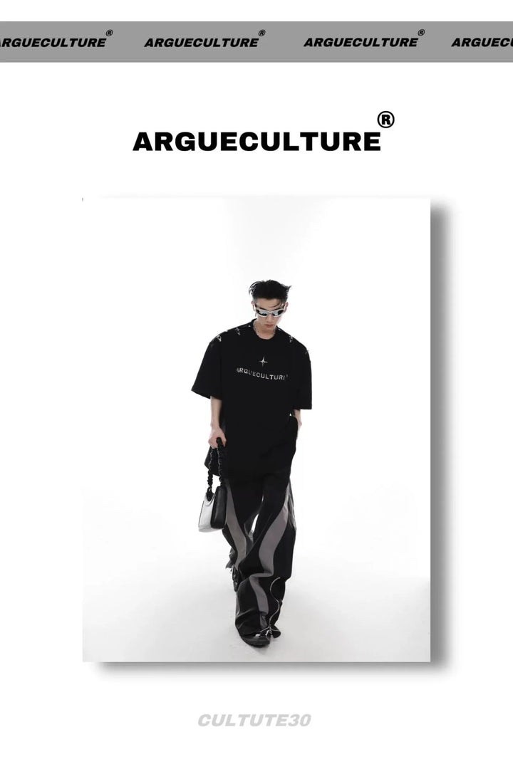 Gender - Neutral Loose T - Shirt with Airplane Buckle & Adjustable Off - Shoulder - ArguE CulturE