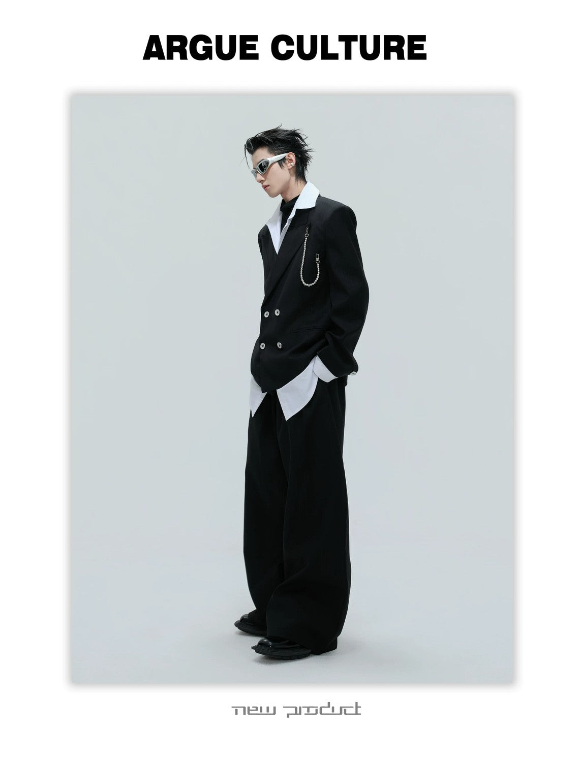 desc::glitter-stripe-cinched-two-piece-blazer-suit-set-detail-img-3