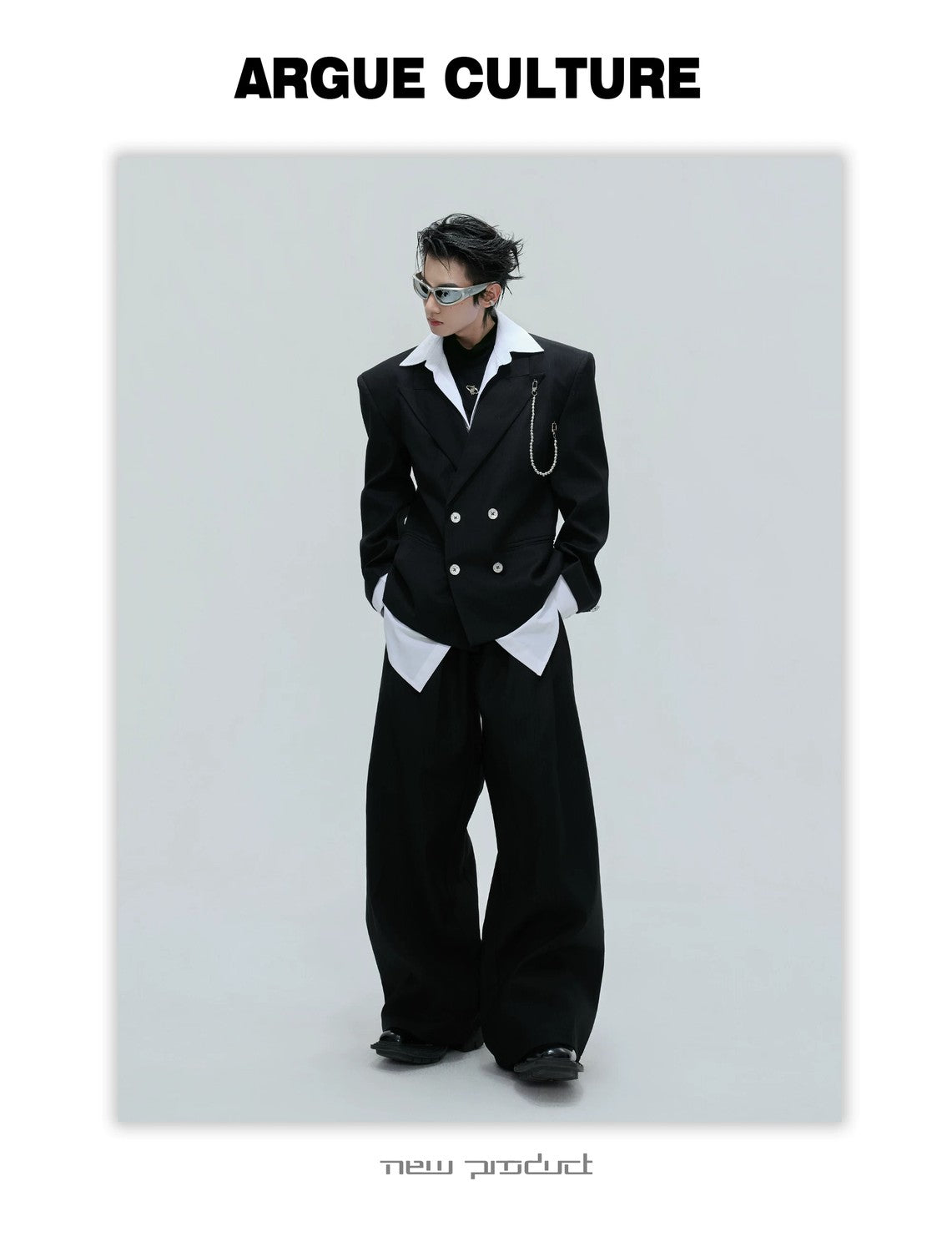 desc::glitter-stripe-cinched-two-piece-blazer-suit-set-detail-img-4