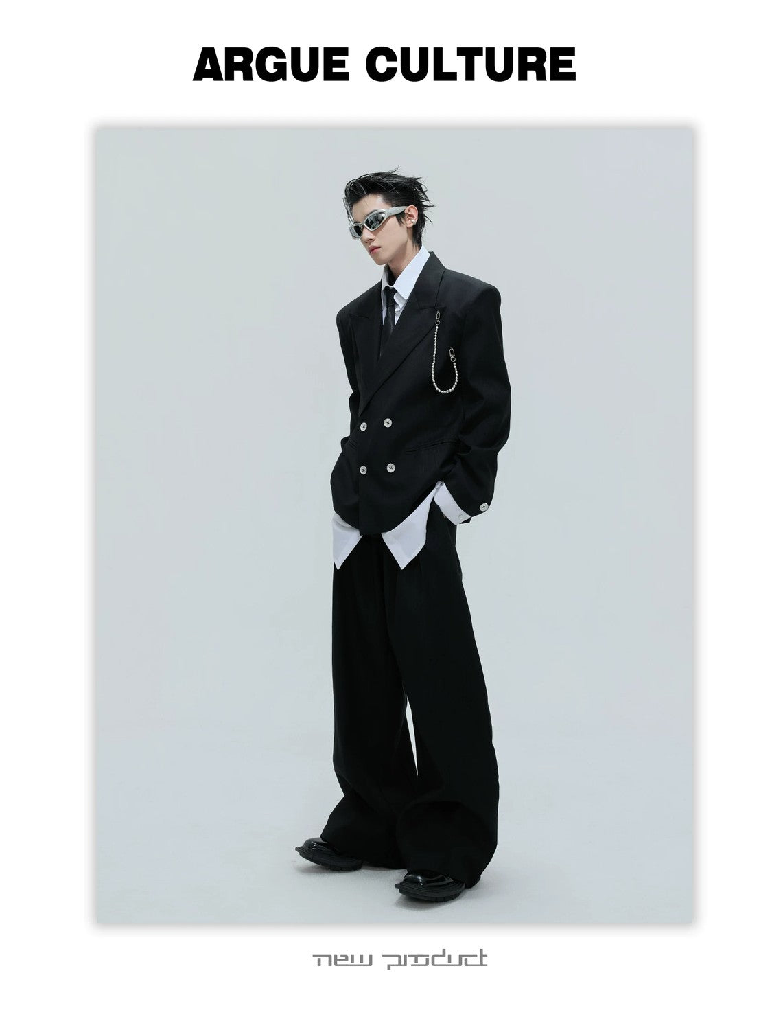 desc::glitter-stripe-cinched-two-piece-blazer-suit-set-detail-img-8