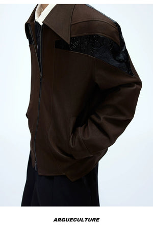 desc::glossy-deconstructed-patchwork-cropped-jacket-for-unisex-detail-img-10
