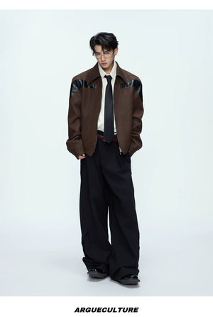 desc::glossy-deconstructed-patchwork-cropped-jacket-for-unisex-detail-img-13