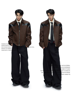 desc::glossy-deconstructed-patchwork-cropped-jacket-for-unisex-detail-img-3