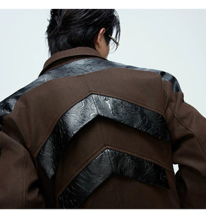 desc::glossy-deconstructed-patchwork-cropped-jacket-for-unisex-detail-img-5