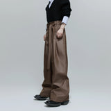 glossy-pleated-straight-pants-with-waist-strap-detail-gray-pants