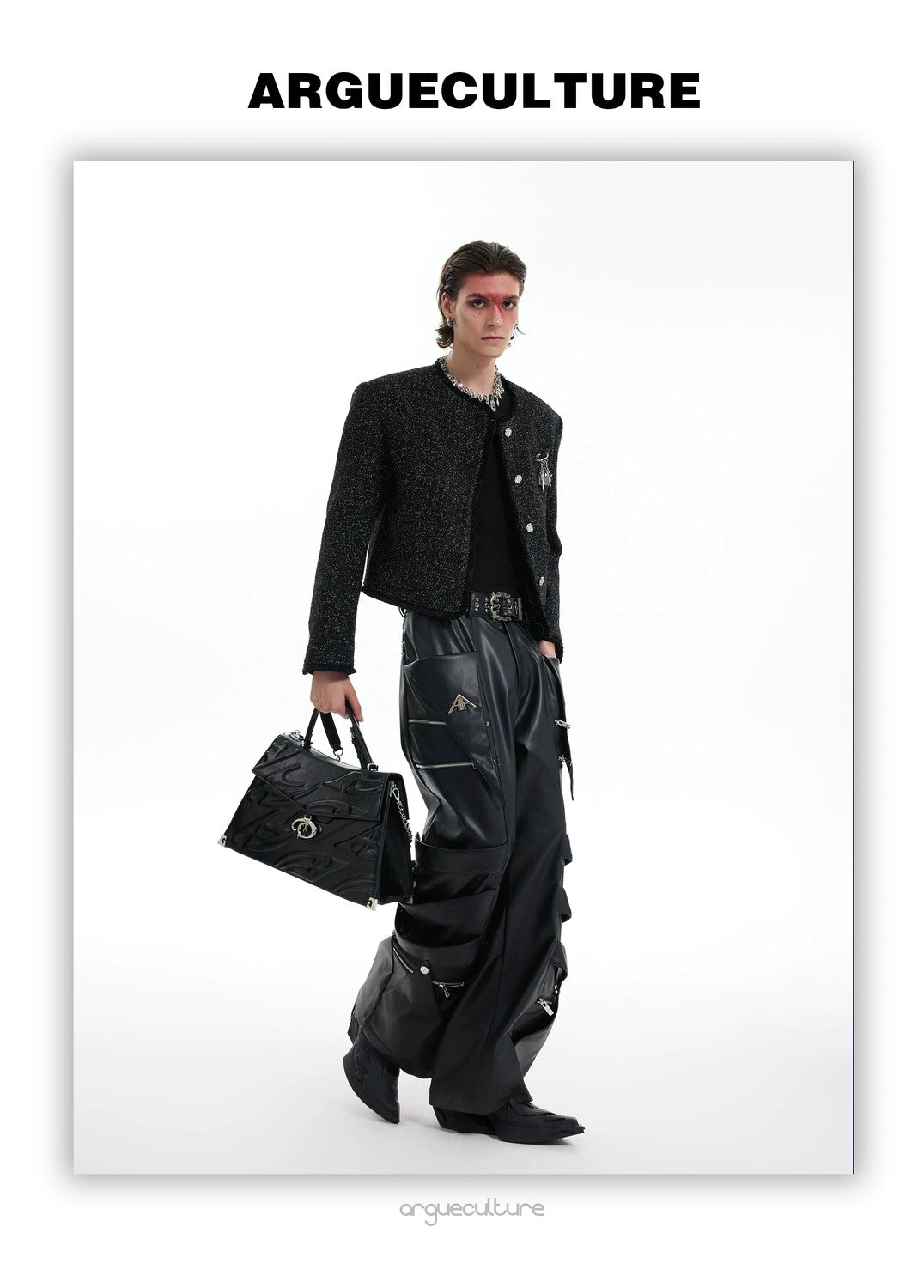 desc::glossy-textured-tweed-cropped-jacket-for-men-detail-img-11