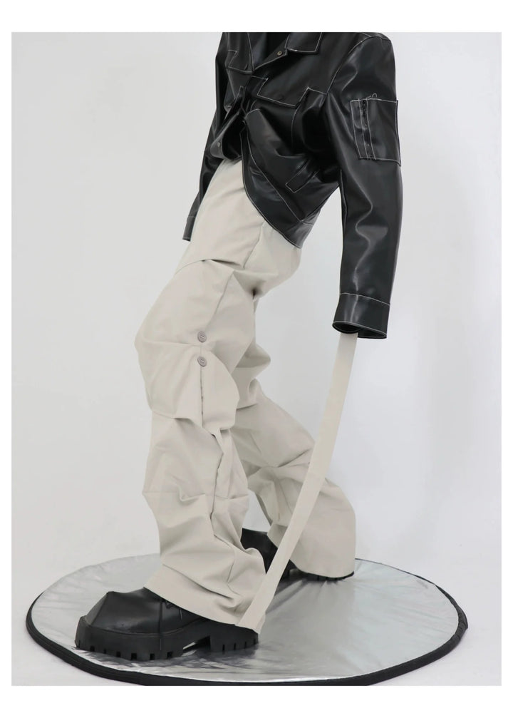 Gothic Pleated Cargo Trousers with Streamer Detail in Wide - Leg Design - ArguE CulturE