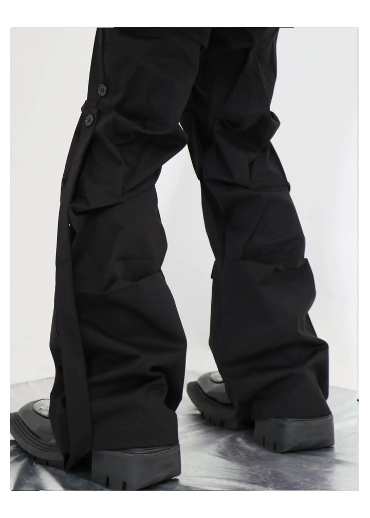 Gothic Pleated Cargo Trousers with Streamer Detail in Wide - Leg Design - ArguE CulturE