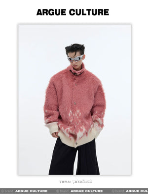 desc::gradient-faux-mink-knit-sweater-loose-streetwear-cardigan-detail-img-2