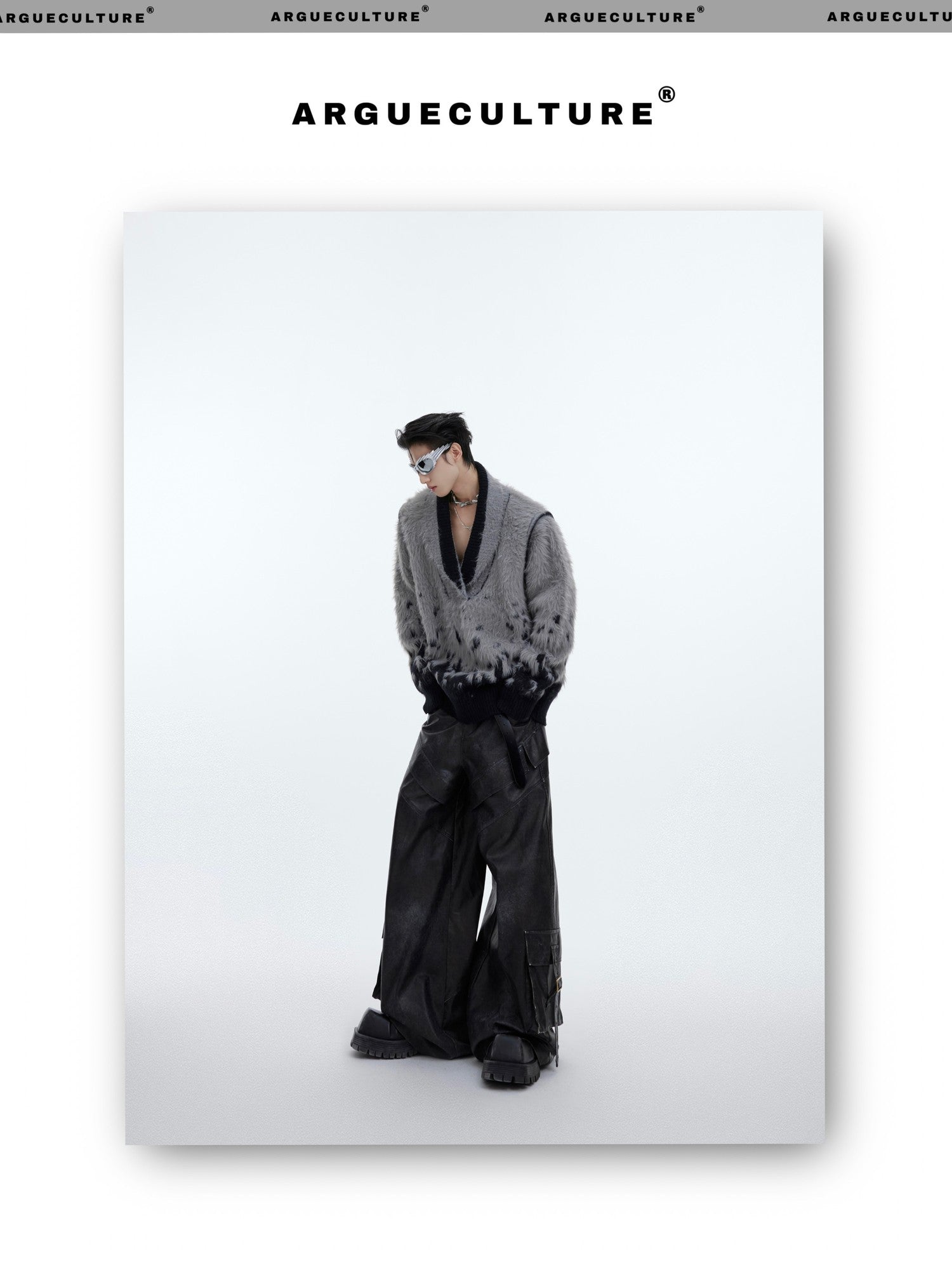 desc::gradient-faux-mink-v-neck-loose-streetwear-sweater-detail-img-10