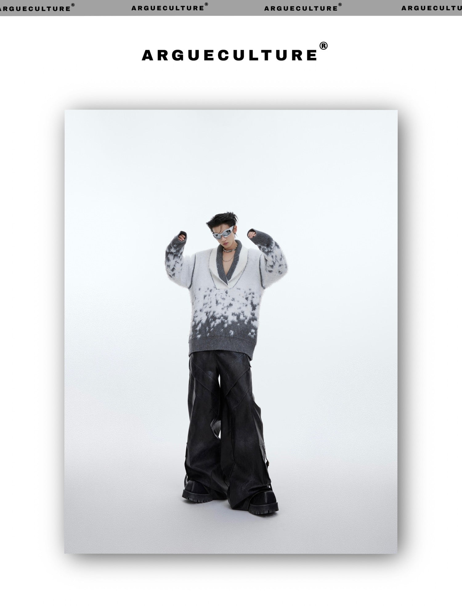 desc::gradient-faux-mink-v-neck-loose-streetwear-sweater-detail-img-11
