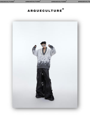 desc::gradient-faux-mink-v-neck-loose-streetwear-sweater-detail-img-11