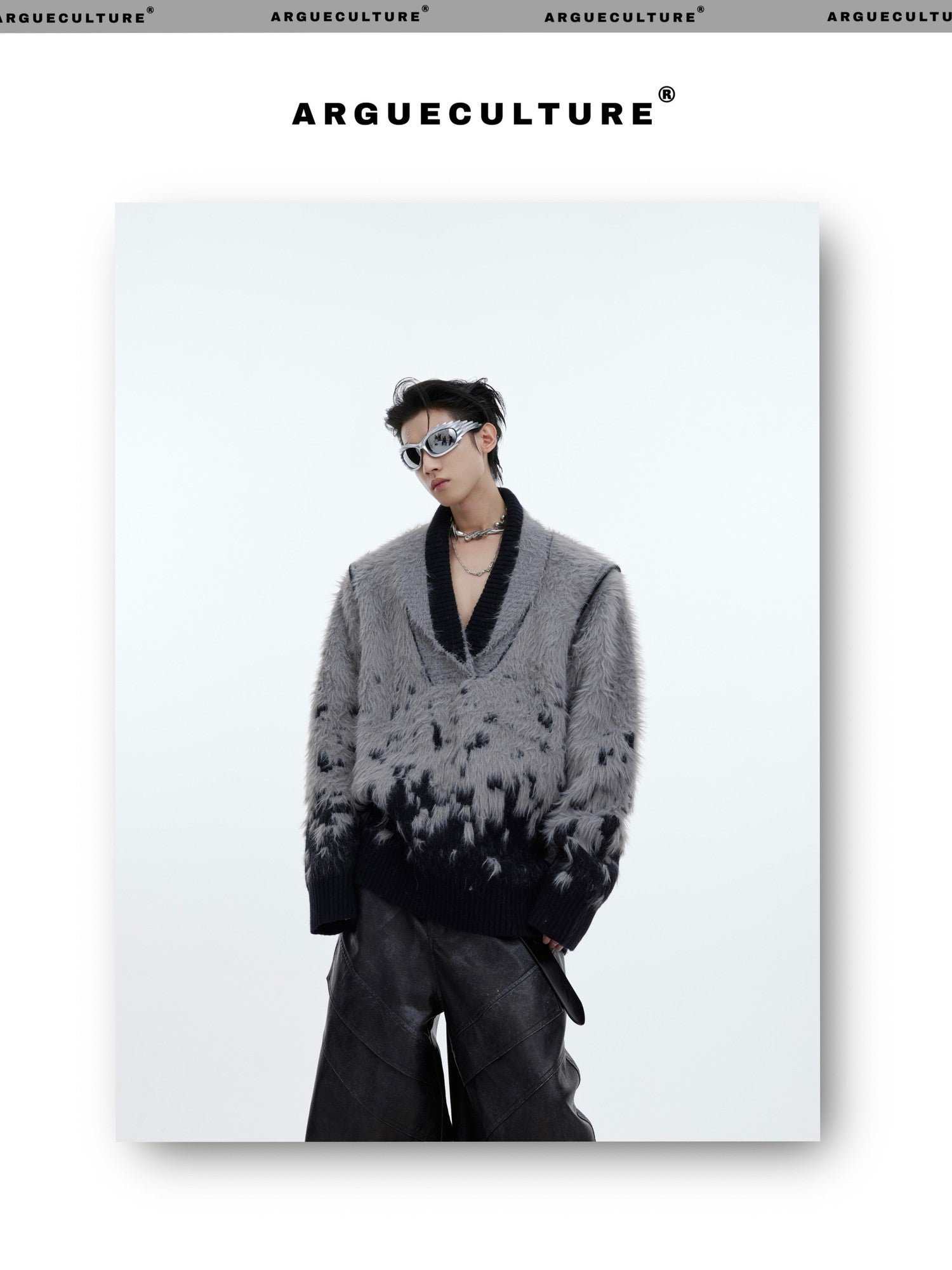 desc::gradient-faux-mink-v-neck-loose-streetwear-sweater-detail-img-13