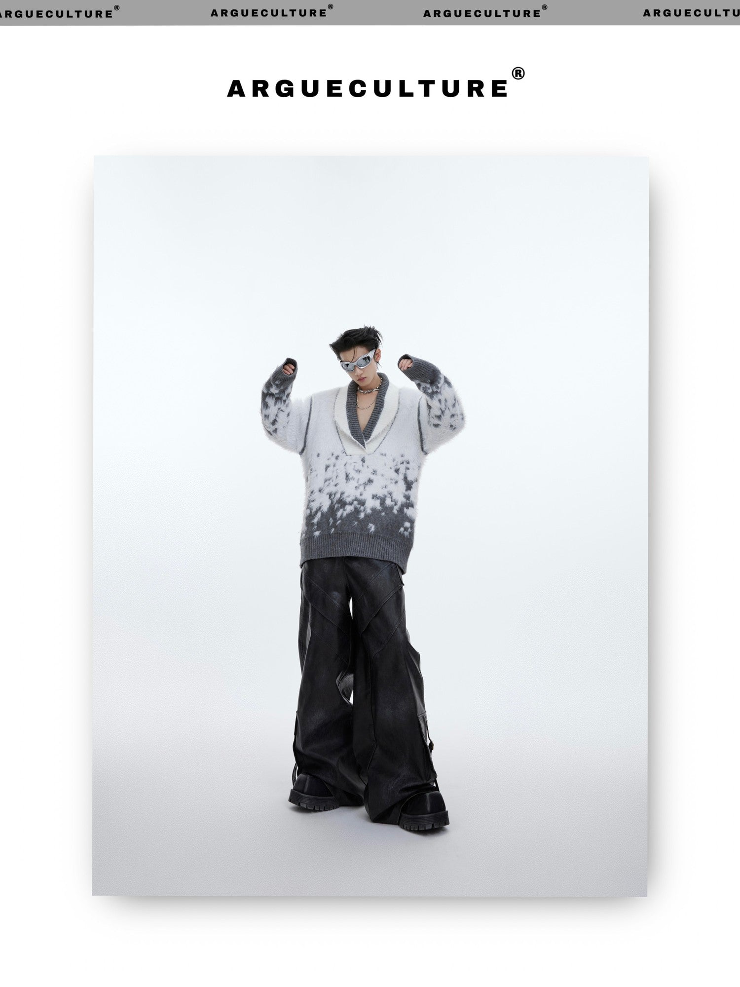 desc::gradient-faux-mink-v-neck-loose-streetwear-sweater-detail-img-14