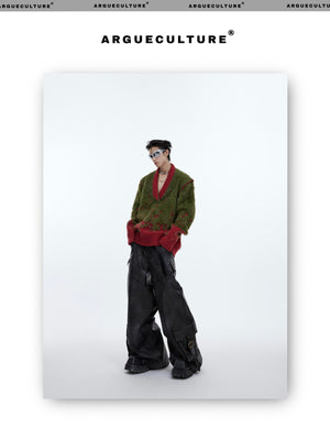 desc::gradient-faux-mink-v-neck-loose-streetwear-sweater-detail-img-19