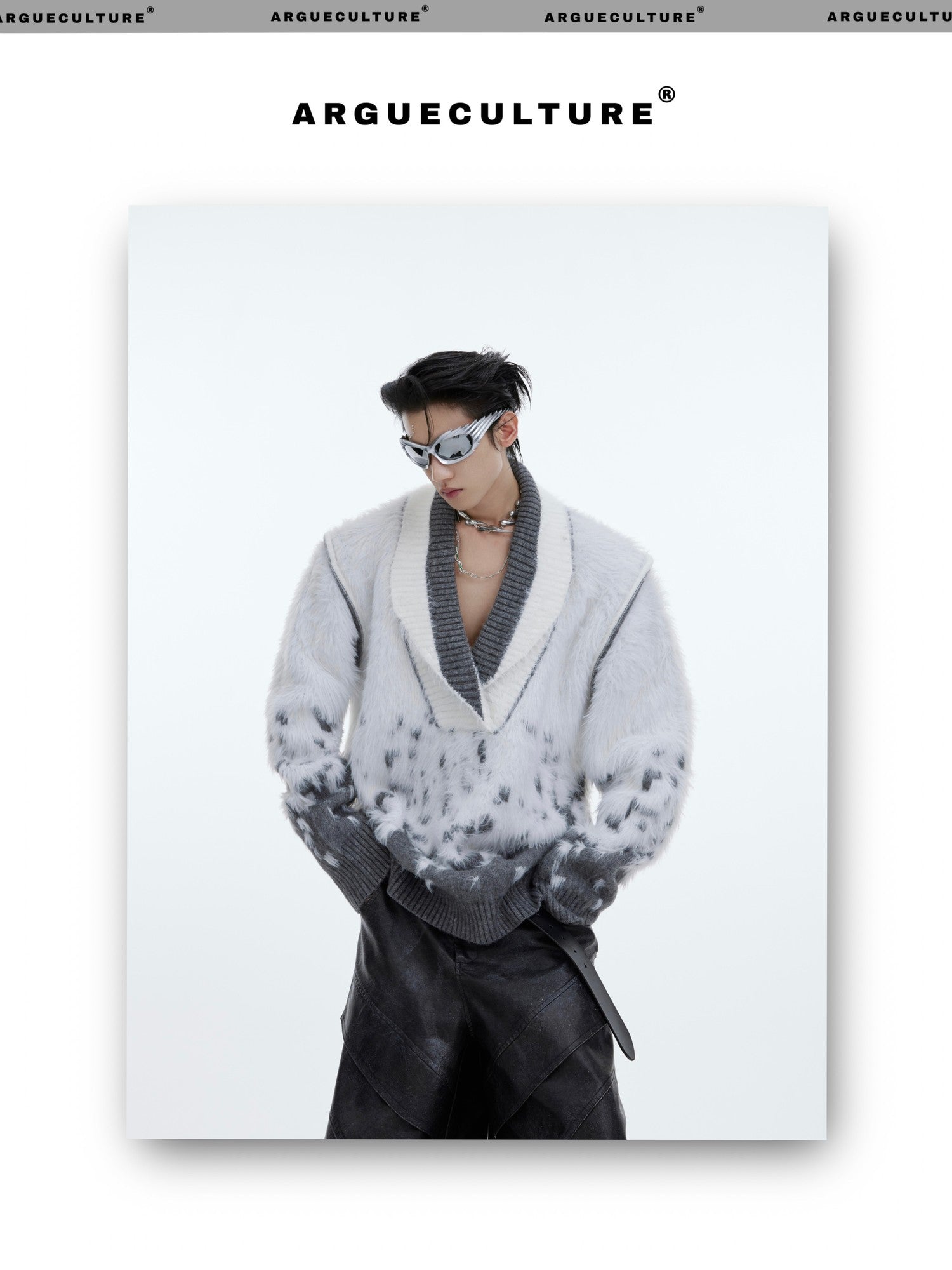desc::gradient-faux-mink-v-neck-loose-streetwear-sweater-detail-img-22
