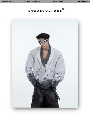 desc::gradient-faux-mink-v-neck-loose-streetwear-sweater-detail-img-22