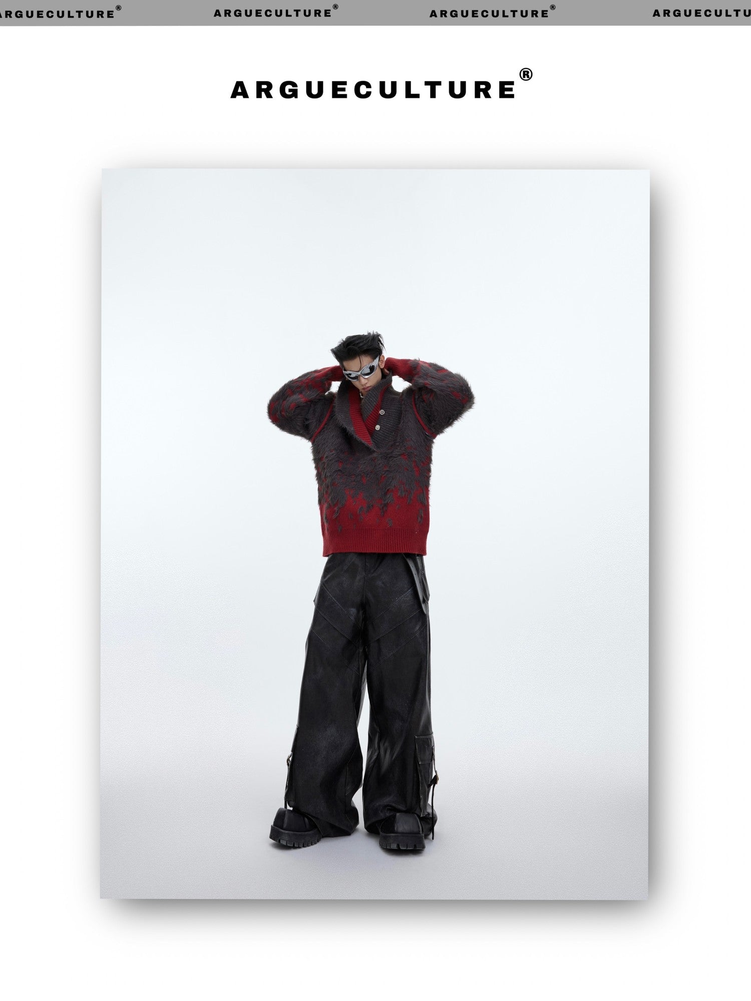desc::gradient-faux-mink-v-neck-loose-streetwear-sweater-detail-img-23