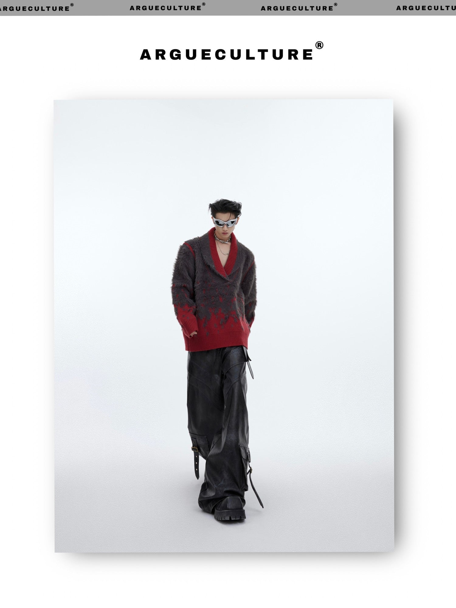 desc::gradient-faux-mink-v-neck-loose-streetwear-sweater-detail-img-3