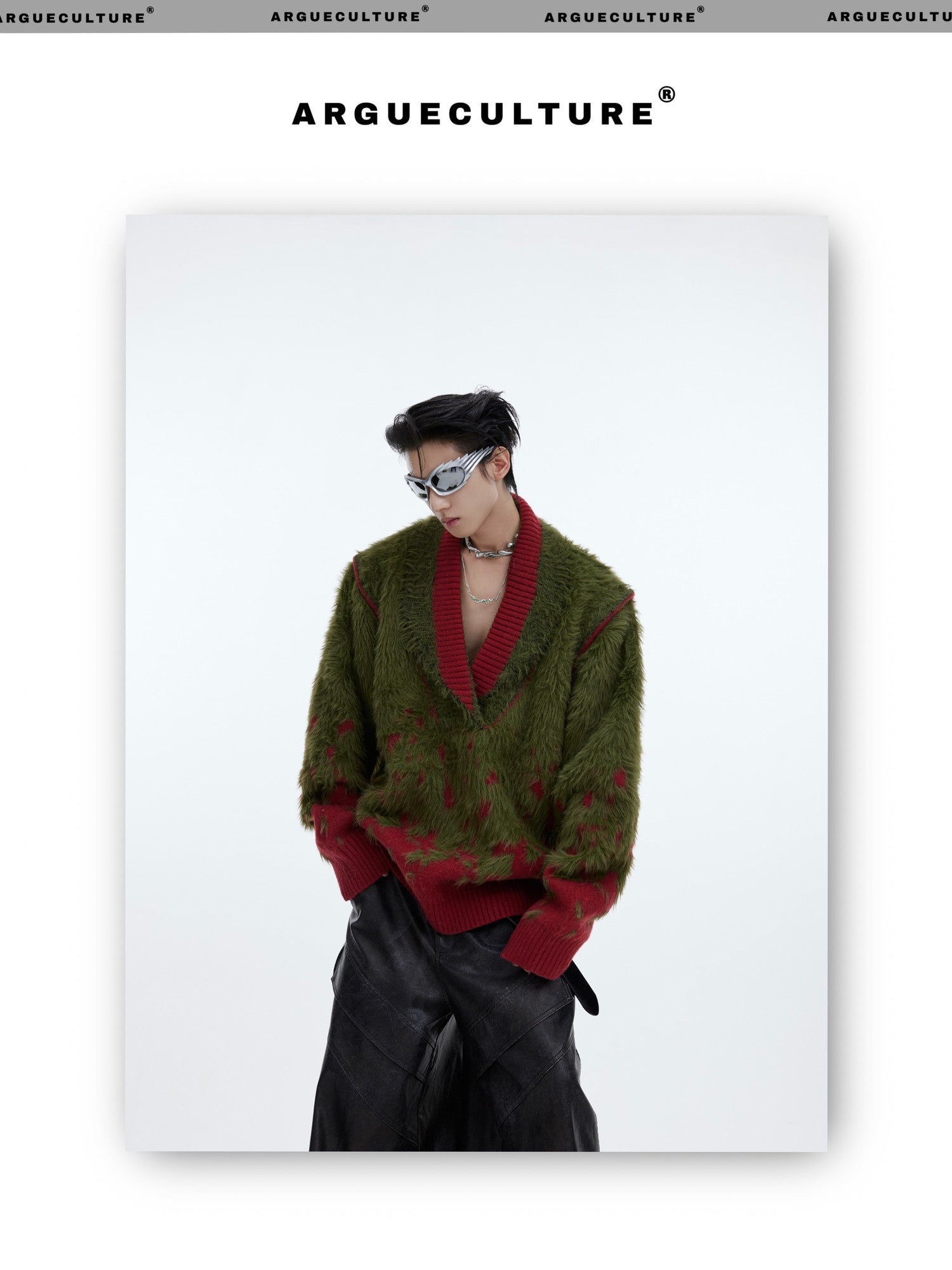 desc::gradient-faux-mink-v-neck-loose-streetwear-sweater-detail-img-5