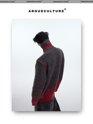 desc::gradient-faux-mink-v-neck-loose-streetwear-sweater-detail-img-6