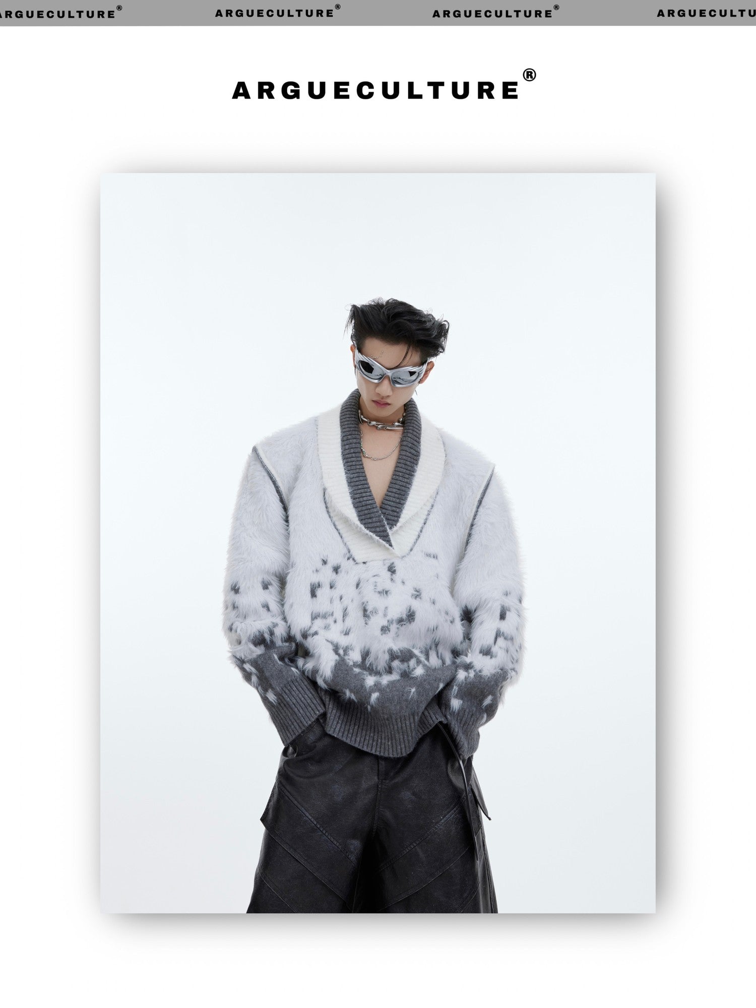 desc::gradient-faux-mink-v-neck-loose-streetwear-sweater-detail-img-7