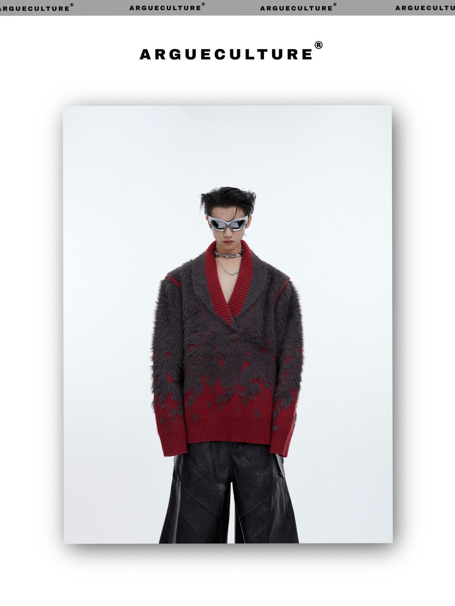 desc::gradient-faux-mink-v-neck-loose-streetwear-sweater-detail-img-8