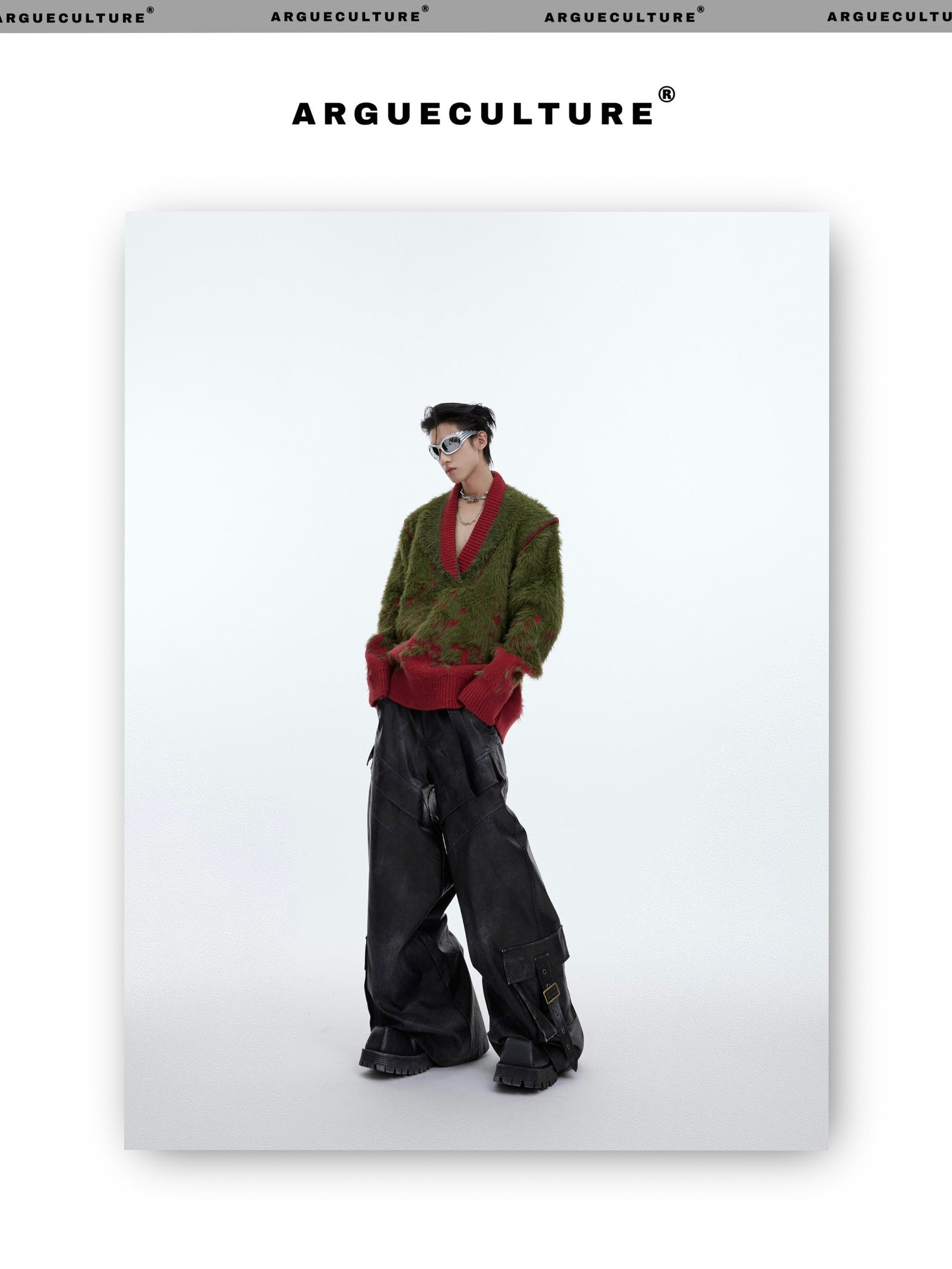 desc::gradient-faux-mink-v-neck-loose-streetwear-sweater-detail-img-9