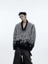 gradient-faux-mink-v-neck-loose-streetwear-sweater-green