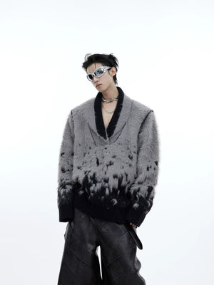 Close-up of the fuzzy faux mink texture and gradient color transition
