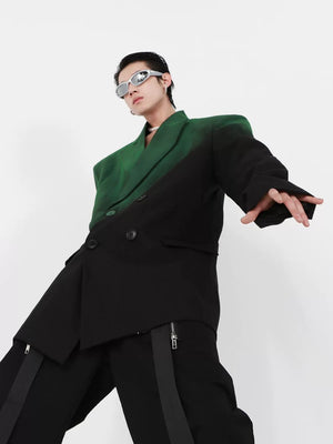 Back view of the loose fit gradient suit jacket