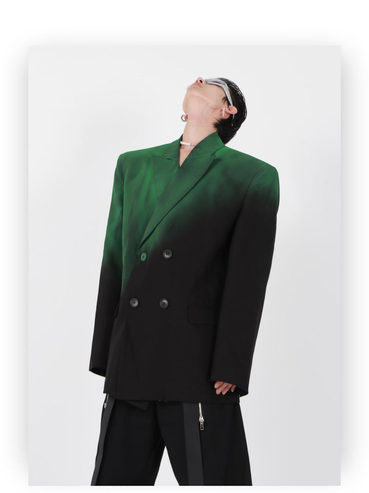 Gradient Padded Shoulder Blazer | Unisex Oversized Edgy Suit Jacket - ArguE CulturE