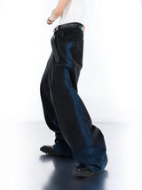 gradient-spray-paint-sleeveless-denim-set-for-men-blue-top