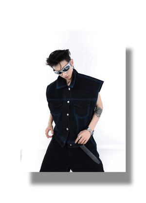 desc::gradient-spray-paint-sleeveless-denim-set-for-men-detail-img-16