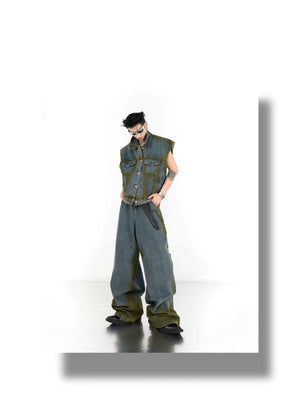 desc::gradient-spray-paint-sleeveless-denim-set-for-men-detail-img-4