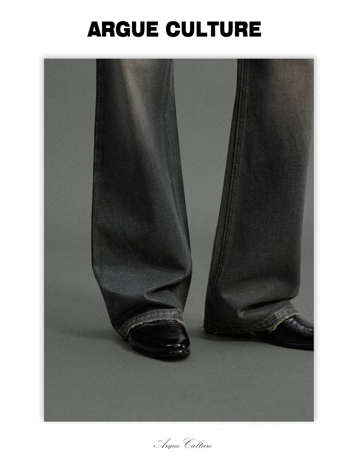 Grey Wax-Coated Micro-Flare Denim Jeans | Dip-Faded - detail image 2
