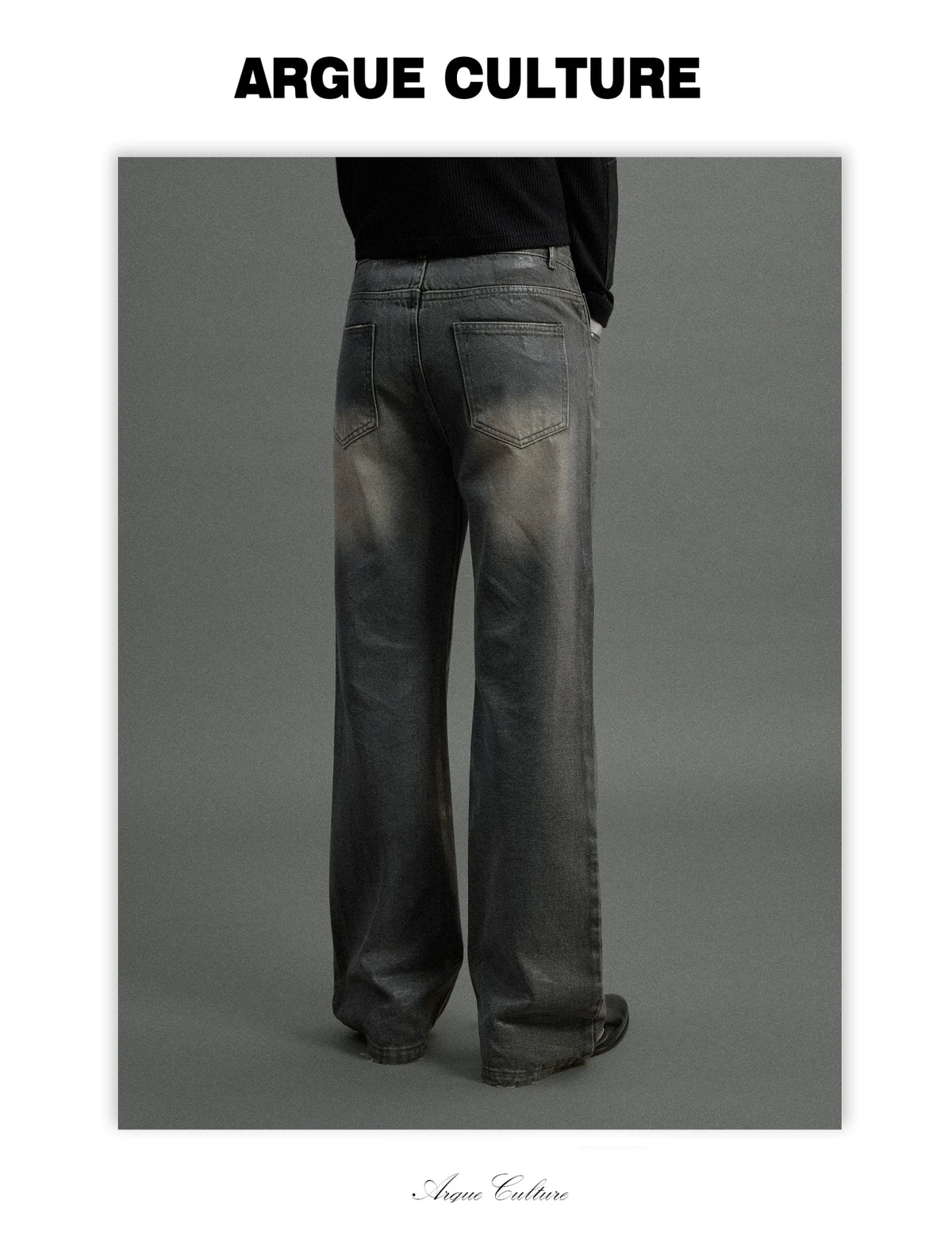 Grey Wax-Coated Micro-Flare Denim Jeans | Dip-Faded - detail image 7