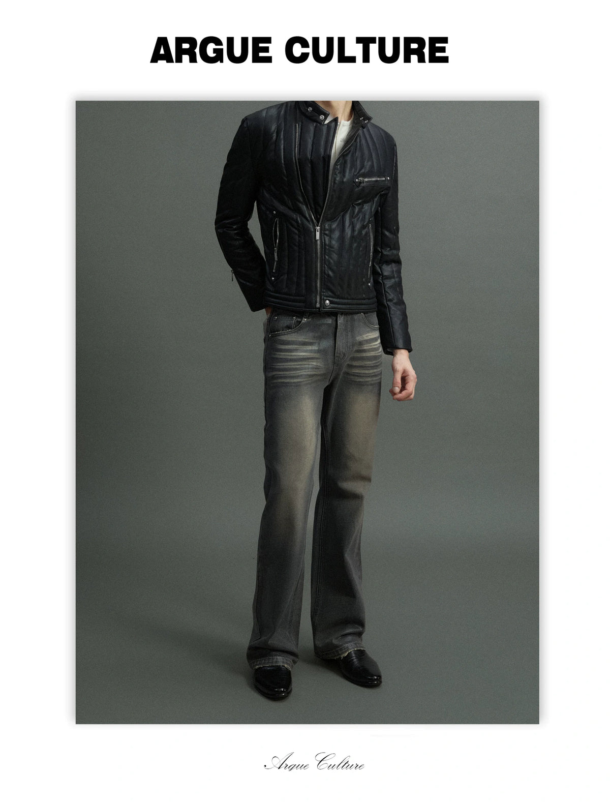 Grey Wax-Coated Micro-Flare Denim Jeans | Dip-Faded - detail image 10