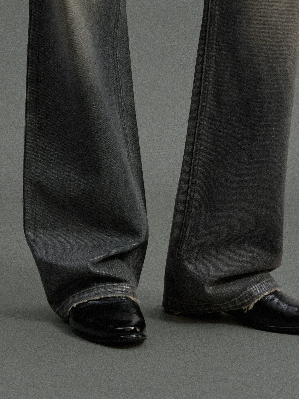 Grey Wax-Coated Micro-Flare Denim Jeans | Dip-Faded - main image 3