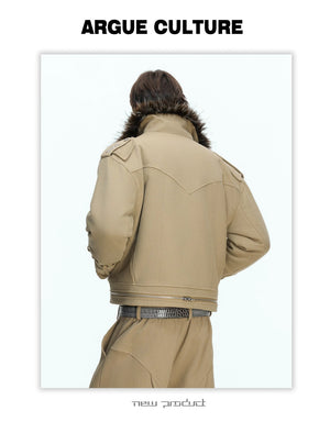 desc::heavy-wash-canvas-work-jacket-fleece-lined-patchwork-detail-img-2