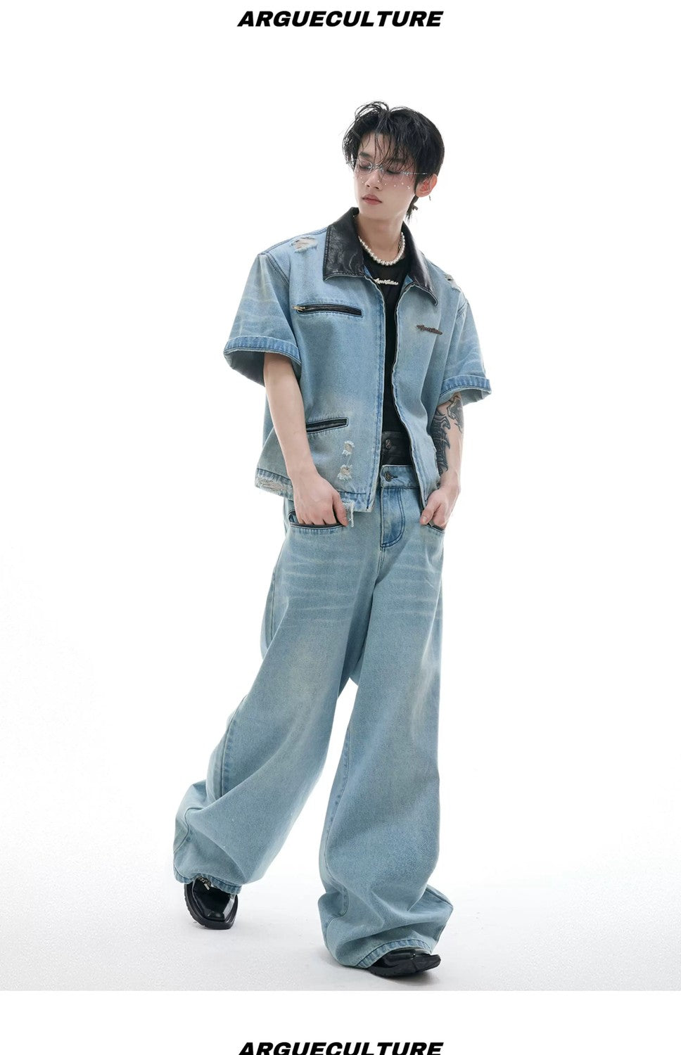 desc::heavy-washed-distressed-denim-set-with-leather-detail-detail-img-9