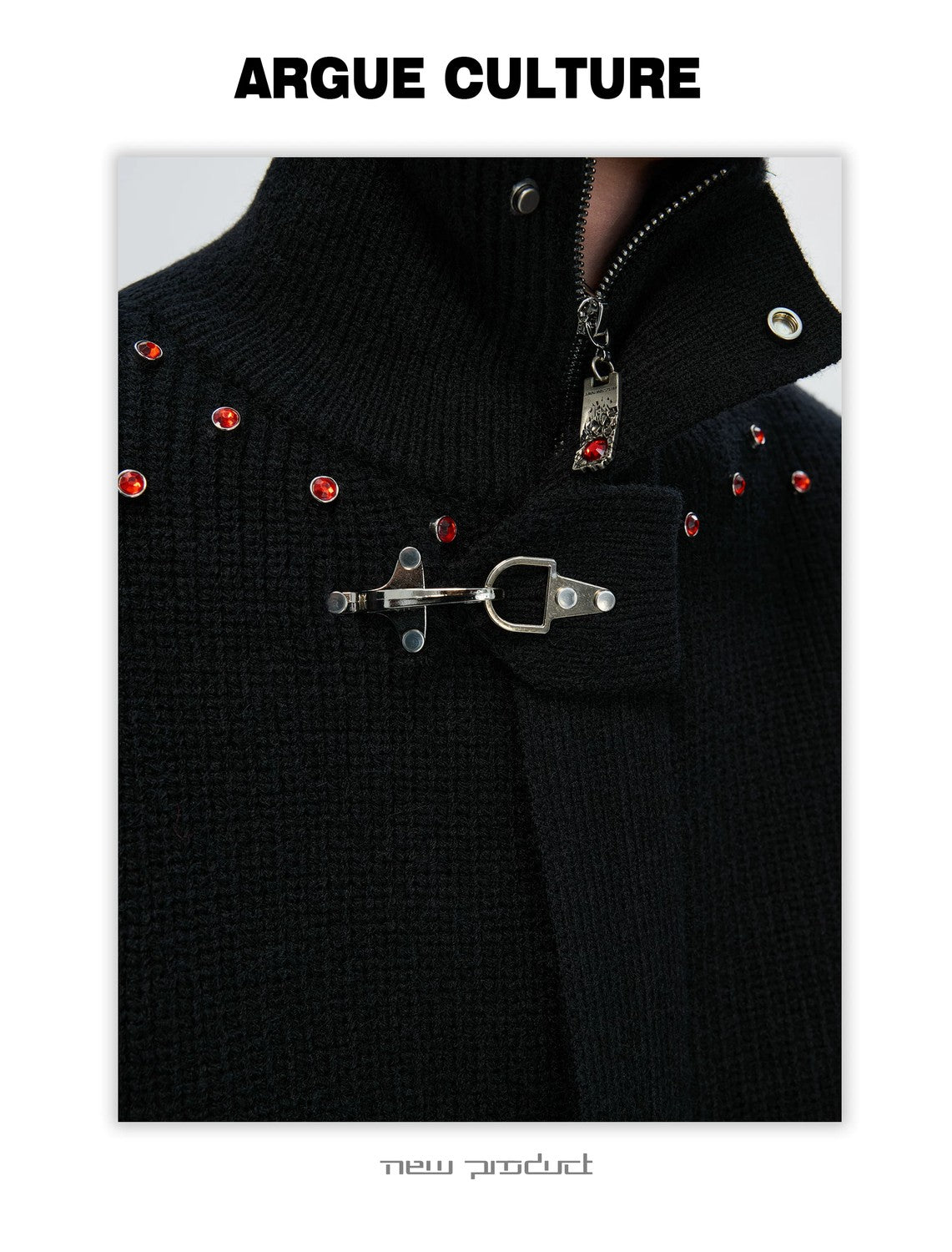desc::heavyweight-cropped-zip-up-cardigan-retro-stand-collar-knit-detail-img-13